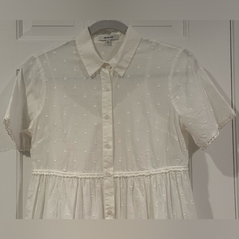 Madewell White Midi Button-Front Dress - Picture 2 of 6